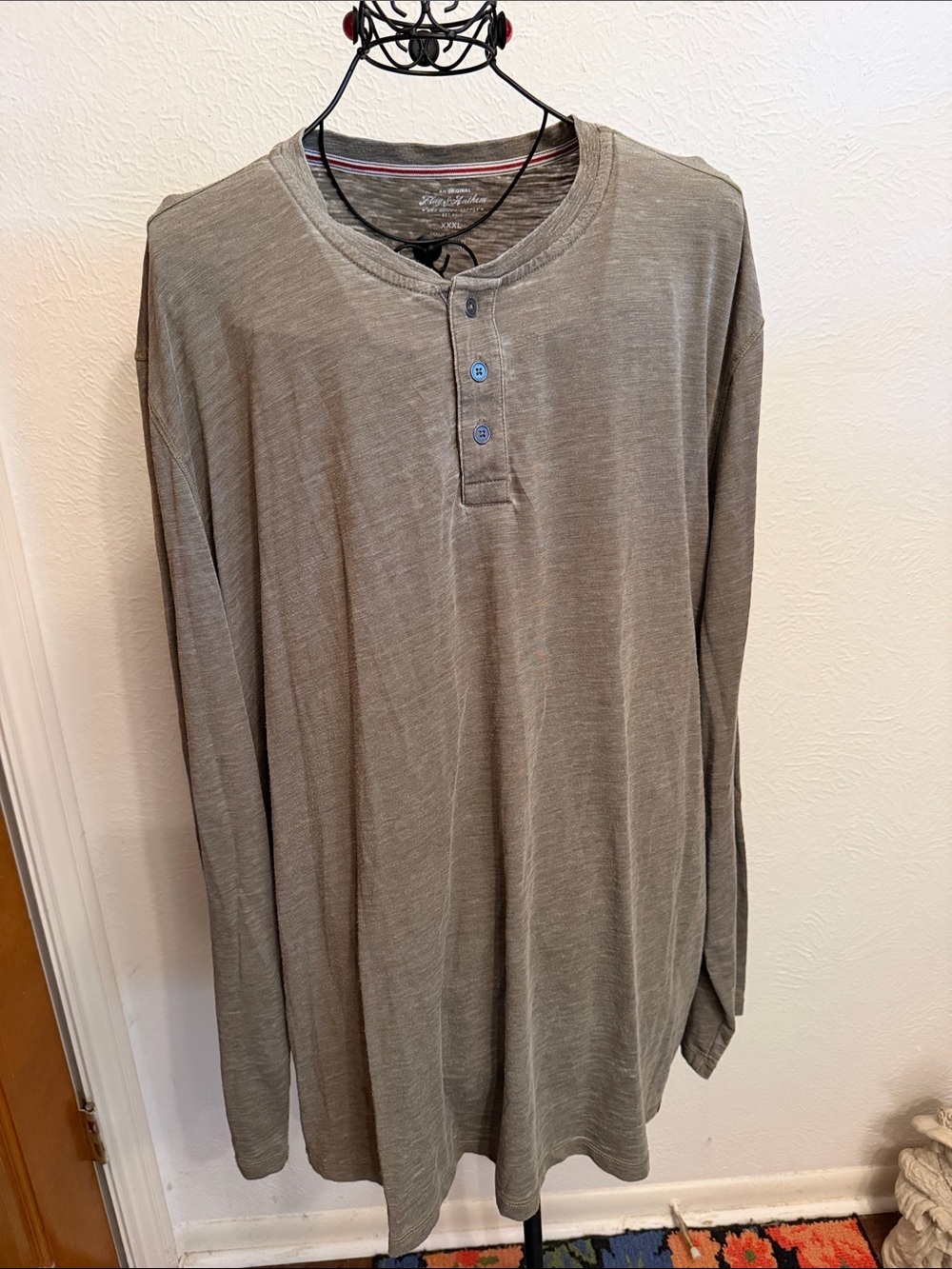 🫒🫒🫒BOGOHO🫒🫒🫒Flag & Anthem Men's Long-Sleeve Henley in Olive3X